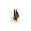 Robe dentelle noire manches mi-longues 